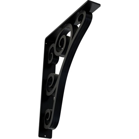Ekena Millwork Tristan Wrought Iron Bracket, (Triple center brace), Powder Coated Black 2"W x 12"D x 15"H BKTM02X12X15TTN